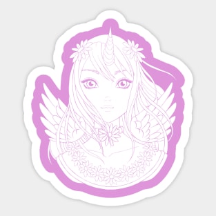 Unicorn Girl with Angel Wings Sticker